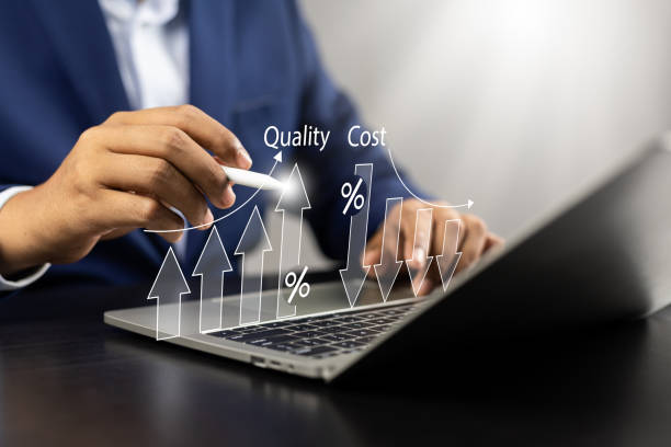 istock Business strategy success Cost and quality control for effective management Achieving goals, Businessman analyzing growth graph and cost reduction, Success business growth for long-term investments. 2148158392