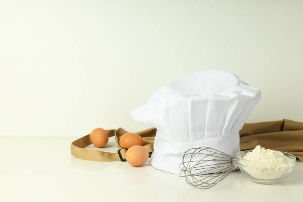 istock Composition with chef hat for concept of cooking, space for text 2148160193