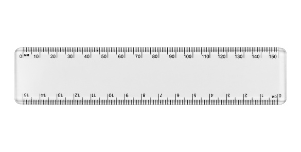 Plastic stationery ruler in centimeters and millimeters isolated from background