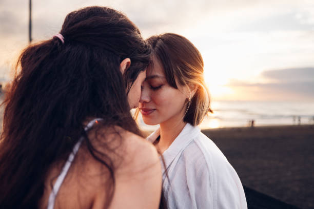 istock Lovely couple cozy moments at sunset 2148161084