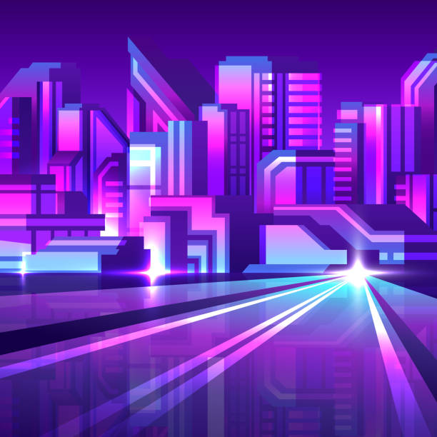 istock Cyberpunk night street high in modern style. 2148161980