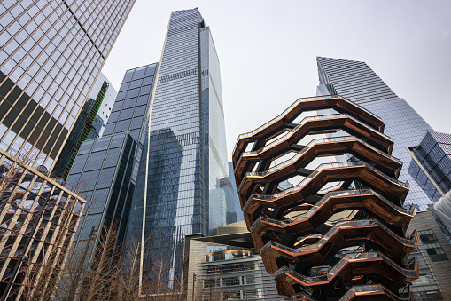 The Vessel and other buildings in Hudson Yards in New York City (USA)