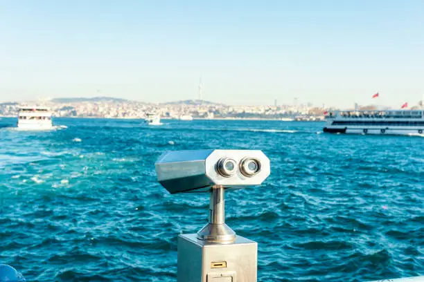 Photo of Coin operated binocular looking to the Bosphorus in Istanbul, Turkey.