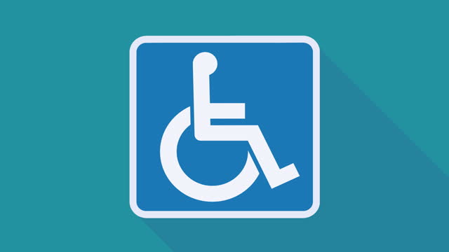 Appearance of a handicap accessibility sign (flat design,long shadow)