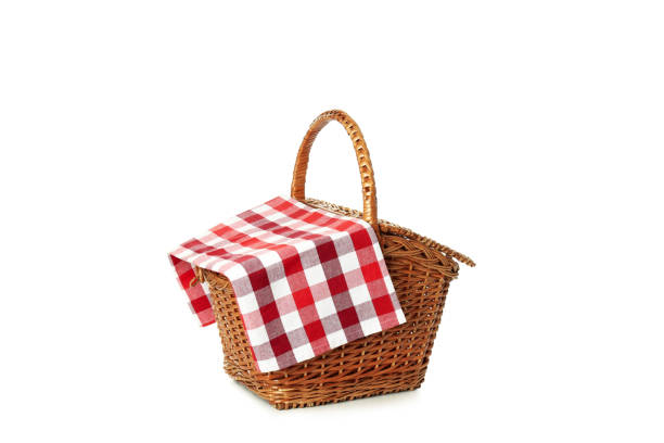 Concept of picnic accessories, isolated on white background