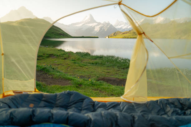 istock Bachalpsee lake visible from inside the tent 2148169791