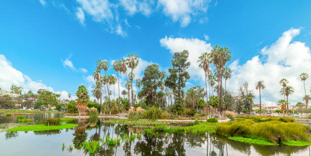 istock Echo park lake in Los Angeles under a cloudy sky 2148170200