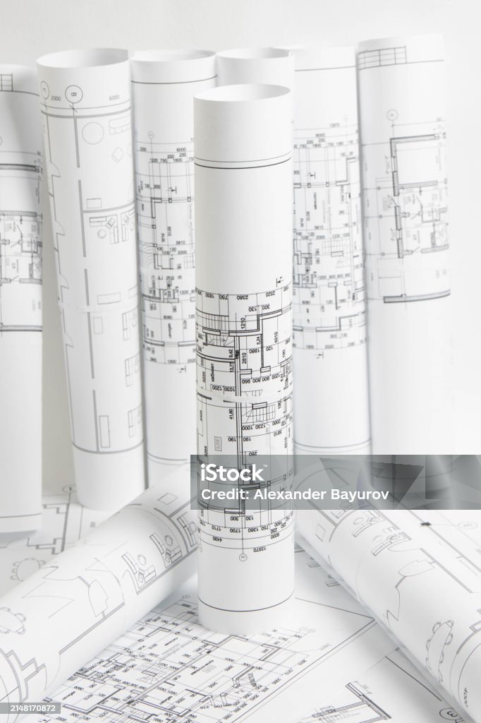 Blueprint Description Architectural Plan Engineering House Drawings And Blueprints Stock ...