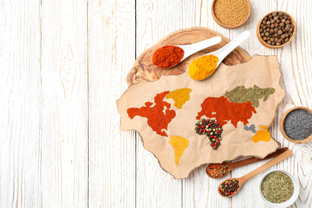 istock Map of world made from different kinds of spices 2148172015