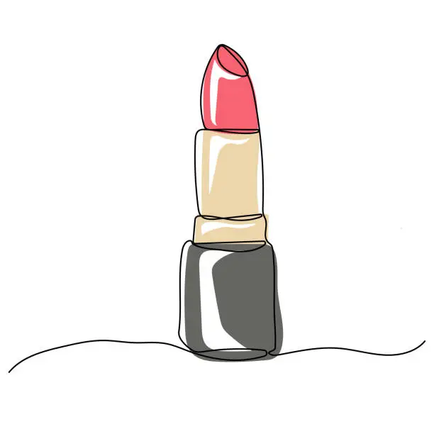 Vector illustration of Continuous one line drawing of red lipstick