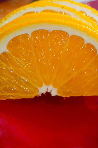 Sliced oranges. Healthy nutrition, vegetarian food.