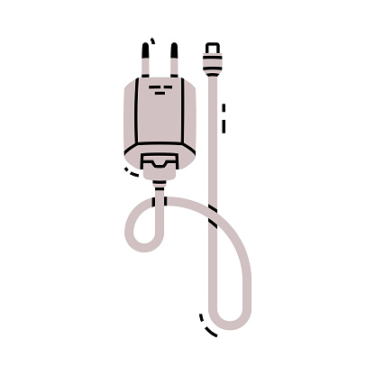 White Battery Charger and Recharger as Device Storing Energy Vector Illustration. Electric Power Supply Accumulator