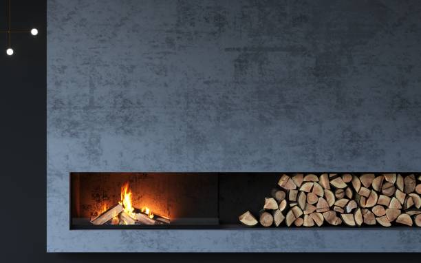 istock Modern glass corner fireplace in the interior 2148174778