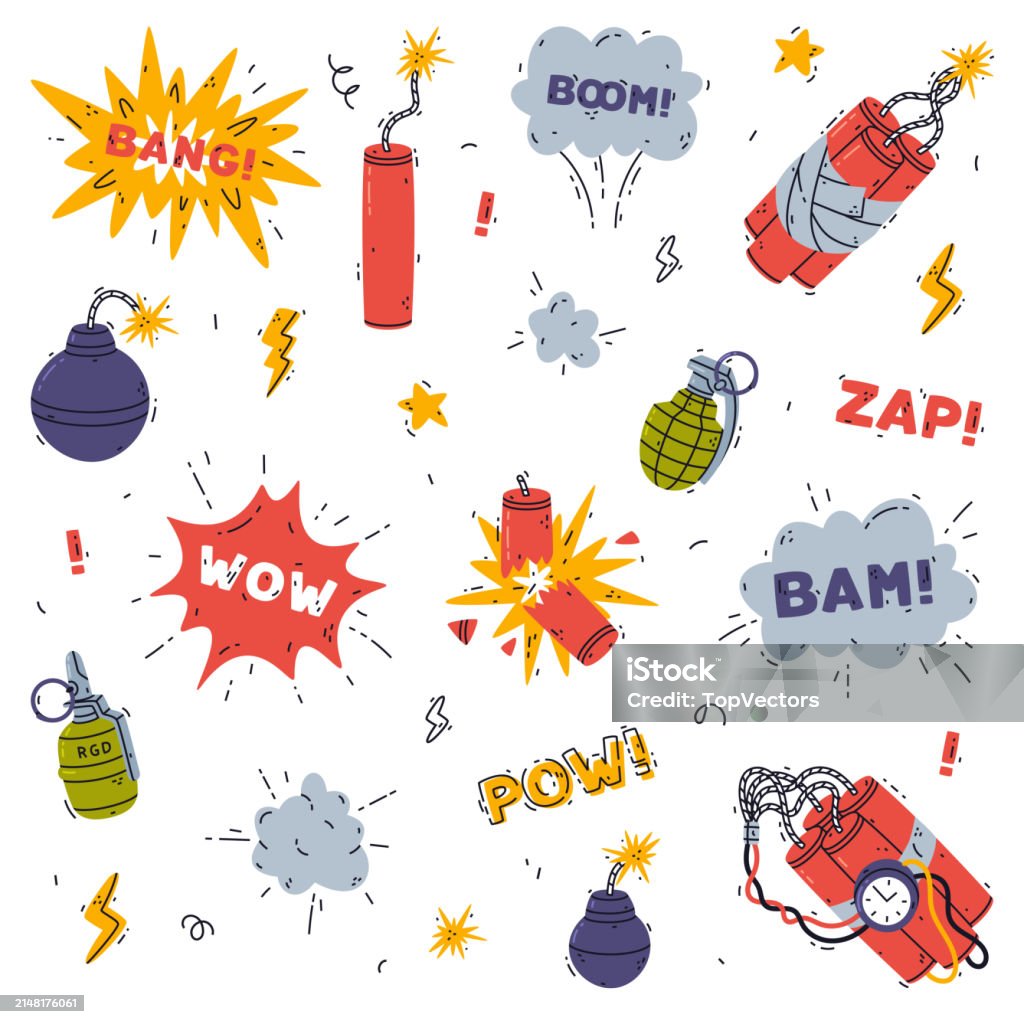 Reactive Material Exploding Bomb Dynamite And Explosives As Reactive Substance For Explosion Vector ...