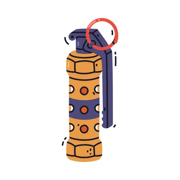 Vector illustration of Grenade as Explosive Weapon Thrown by Hand Vector Illustration