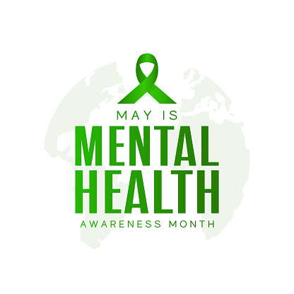 Mental Health Awareness Month card, poster, May. Vector illustration