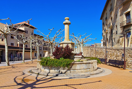 the old medieval town of Morella, Placa de Colon, Castellon in Spain