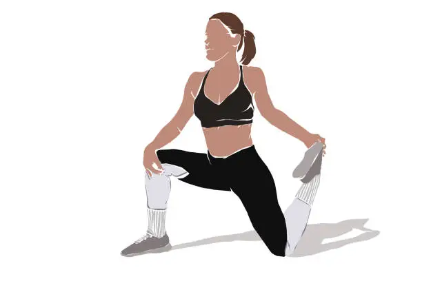 Vector illustration of One woman stretching