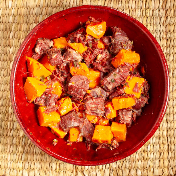 Dried meat with pumpkin typical food from Brazil