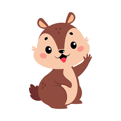 Funny Chipmunk Character with Cute Snout Greeting Vector Illustration. Small Rodent and Gnawer Woodland Animal