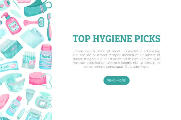 Vector illustration of Essential Personal Hygiene Items Banner Design Vector Template