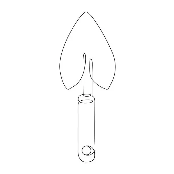 Vector illustration of Gardening Trowel Single Line Drawing with Editable Stroke