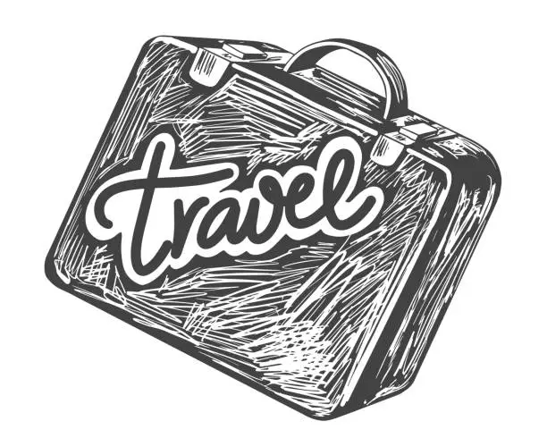 Vector illustration of Sketch style travel suitcase
