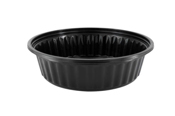 istock A black rounded food tray With Clear Plastic Cover isolated on white background 2148182046