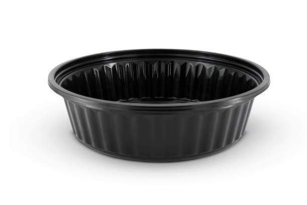 istock A black rounded food tray With Clear Plastic Cover isolated on white background 2148182071
