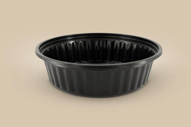 istock A black rounded food tray With Clear Plastic Cover mockup 2148182113