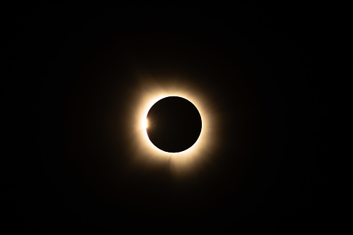Solar eclipse with diamond ring