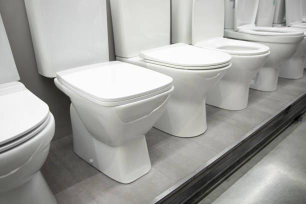 istock Ceramic toilet bowls of various shapes and sizes 2148182912