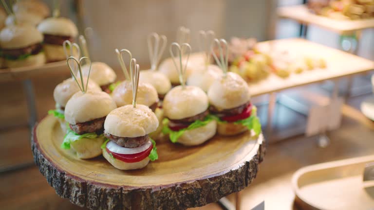 Food and Snack Canape on the table at hotel