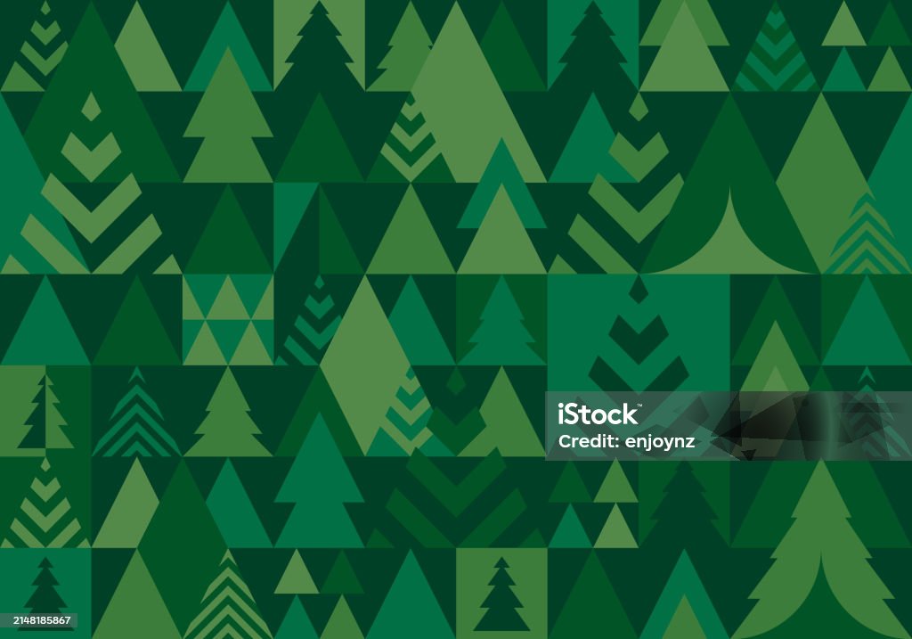 Seamless forest green Christmas trees pattern background - Royalty-free Kerstmis vectorkunst Seamless forest green Christmas trees pattern background - Royalty-free Kerstmis vectorkunst