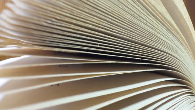Close-up of book pages forming texture with slight wobble.