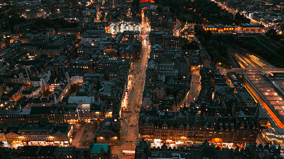 Aerial view of Edinburgh old town, Aerial view of Old cathedral in Edinburgh, Edinburgh city centre, Gothic Revival architecture in Scotland, Flag of Scotland in Edinburgh

Edinburgh is the capital city of Scotland and one of its 32 council areas. The city is located in south-east Scotland, and is bounded to the north by the Firth of Forth estuary and to the south by the Pentland Hills. Edinburgh had a population of 506,520 in mid-2020, making it the second-most populous city in Scotland and the seventh-most populous in the United Kingdom.