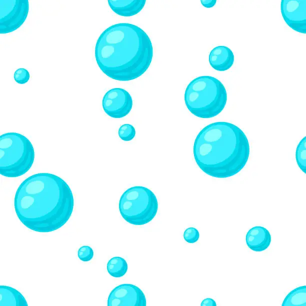 Vector illustration of Pattern with turquoise bubbles. Abstract air balls in liquid.