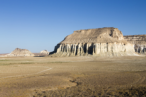 Airakty Shomanai mountains landscape, Mangystau region, Kazakhstan. Central asia travel