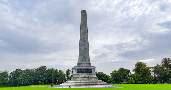 Wellington Monument, Wellington Monument in Phoenix Park in Dublin Ireland, Ireland famous tourist destination, landscaped park in Europe, famous city parks in Europe

The Wellington Monument or sometimes the Wellington Testimonial, is an obelisk located in the Phoenix Park, Dublin, Ireland.
The testimonial is situated at the southeast end of the Park, overlooking Kilmainham and the River Liffey. The structure is 62 metres (203 ft) tall, making it the largest obelisk in Europe.