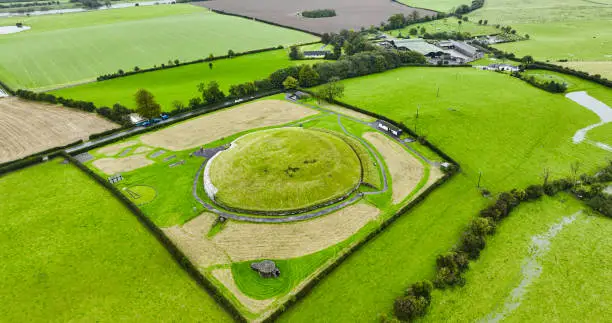 Photo of Aerial view of Newgrange passage tomb, Newgrange in County Meath-Ireland, popular tourist attractions in Ireland, places where prehistoric people lived