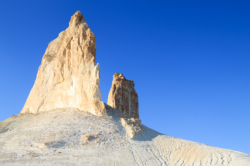 Stunning rock pinnacles in Bozzhira valley view, Kazakhstan. Central asia landmark
