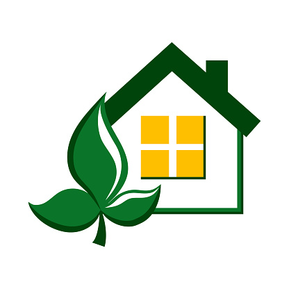 Green energy in the home and household. Energy house. Ecologically clean housing. Alternative energy and renewable resources. Flat vector illustration.