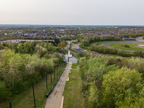 Drone photo of the longest stairs in the Netherlands on the Wilhelminaberg in Landgraaf