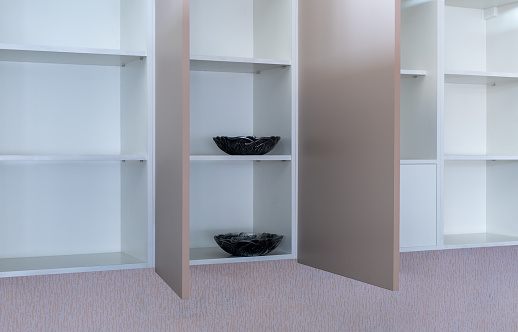 Contemporary modern fully fitted wooden storage cabinet for interior design.