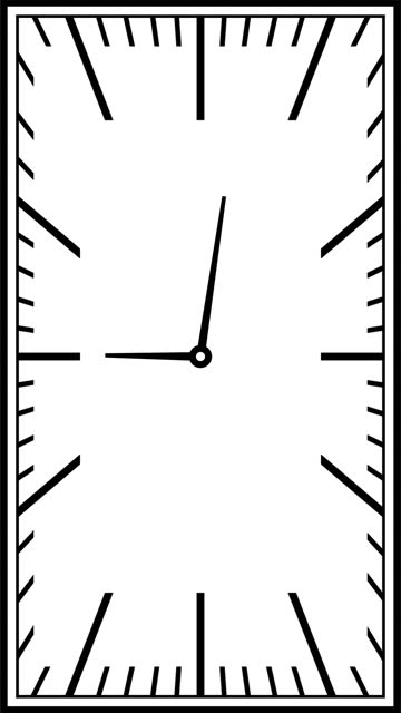 Vertical Clock time concept, Rectangular Time Lapse. white background - Stock Video