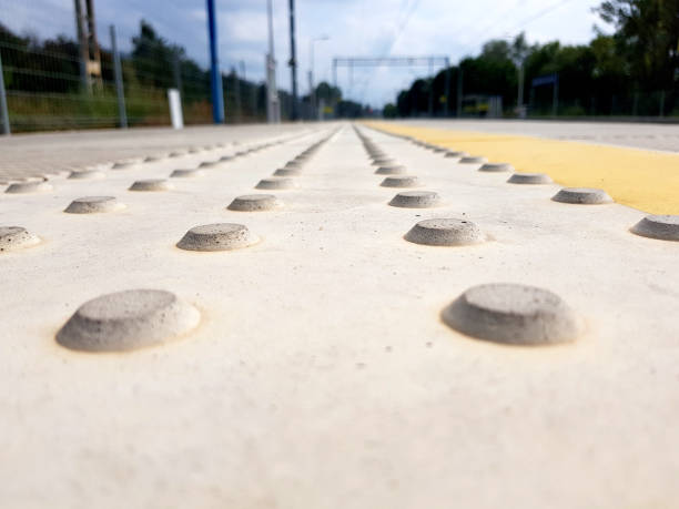 istock Pavement with tactile strip in perspective. 2148196936