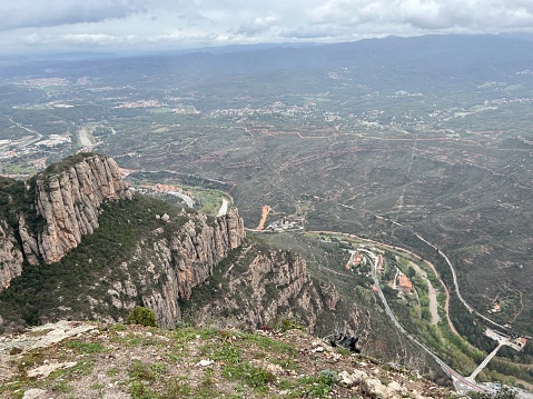 Winding roads in the mountains, Montserrat, Spain
