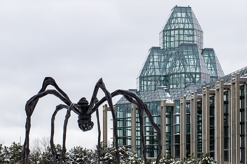 Ottawa, Canada - January 23, 2023: The National Gallery of Canada . A sculpture of a giant spider, Maman