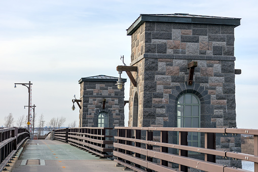 sloop channel bridge detail on way to jones beach state park in wantagh long island new york (cycling and walking pedestrian path)