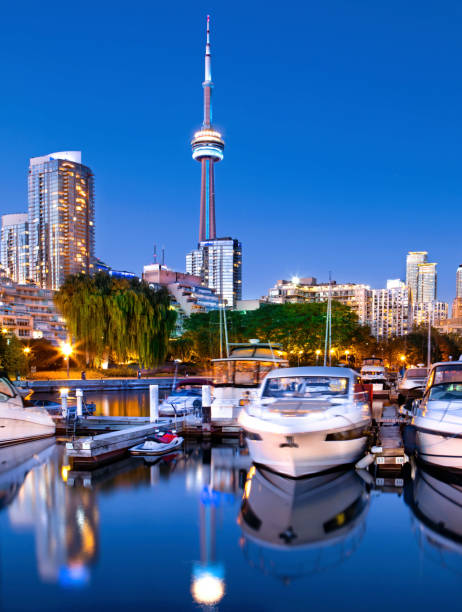 istock Toronto waterfront harbour marina at night 2148200294